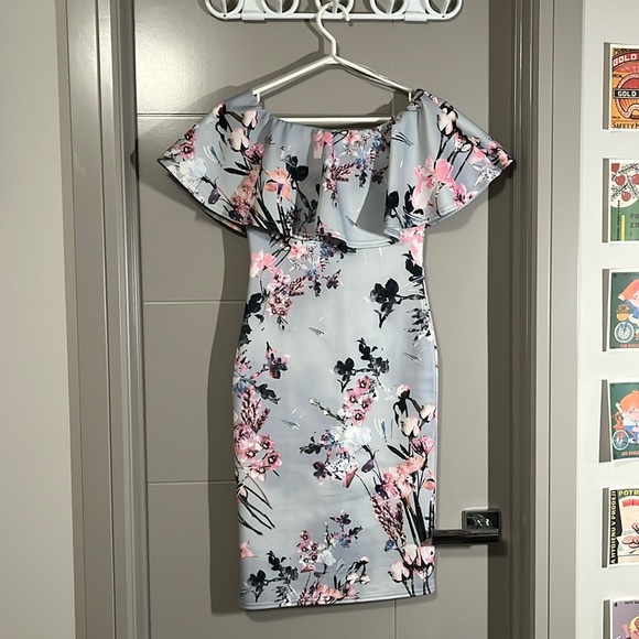 Grey Suzy Shier Cherry Blossom Cocktail Dress - Picture 1 of 3